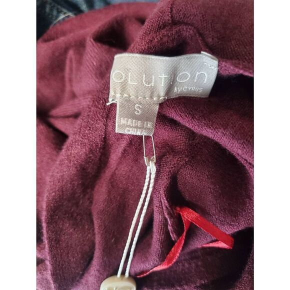 Evolution By Cyrus Sweater NWT Womens Open Cardigan‎ Ancho Chile Burgundy Small - Picture 2 of 8